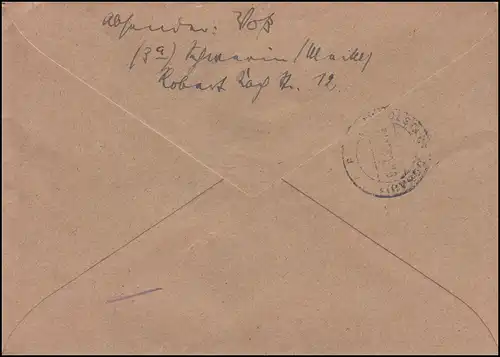 253 Pieck 1 DM mit 214 Marx 8 Pf als MiF auf R-Brief SCHWERIN 30.10.1950