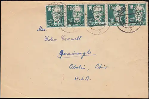 215 Bebel en tant que MeF sur lettre étrangère BERLIN 11.3.1950 aux États-Unis