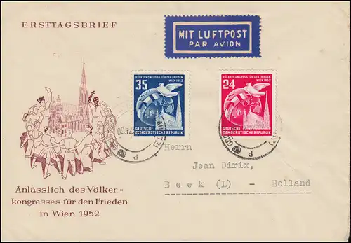320-321 Friedenskongress 1952 Auslandsbrief GROSSRÖHRSDORF (OBERLAUSITZ) 9.12.52