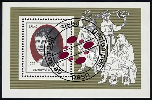 Bloc 51 Heinrich von Kleist 1977 avec cachet journalier