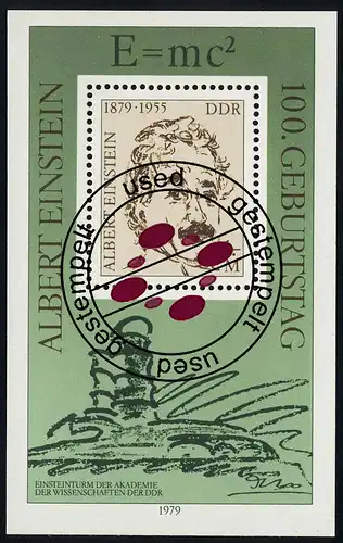 Bloc 54 Albert Einstein 1979 avec cachet journalier