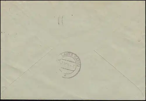 226 Thälmann 80 Pf. avec 290 Festivals du Monde 24 Pfe. MiF Lettre d'Eil BERLIN 15.11.51