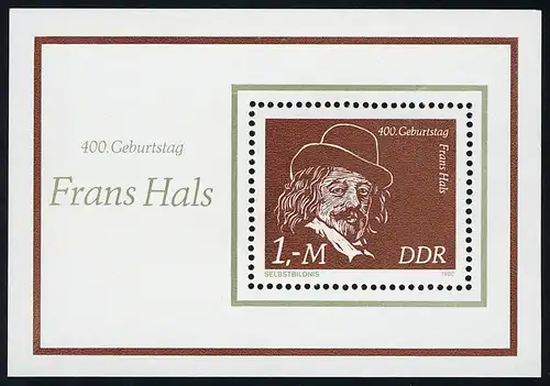 Bloc 61 Frans Hal 1980, frais de port **