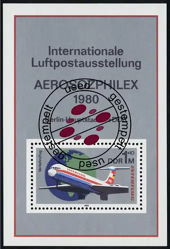 Block 59 AEROSOZPHILEX 1980 mit Tagestempel