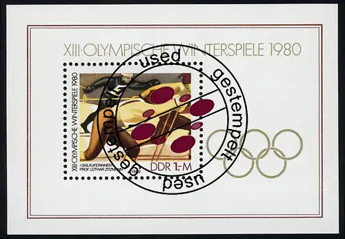 Block 57 Olympische Winterspiele 1980 mit Tagesstempel