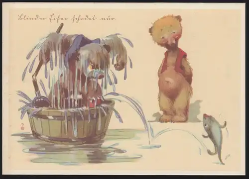 humour-AK Blind zèle ne fait que nuire: chien ours poisson, inutilisé vers 1920