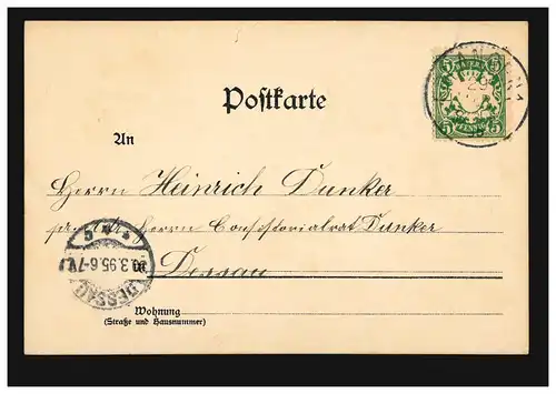 Tiere-AK Singvogel auf Gartenzaun Blumen, ERLANGEN 29.3.1895 nach DESSAU 30.3.