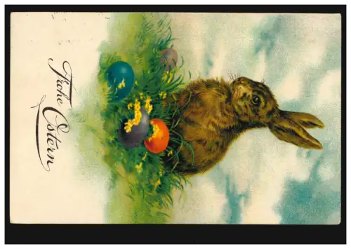 AK Pâques: Lapin de PÂques garde les œufs de pâque, écrit le 7.4.1929