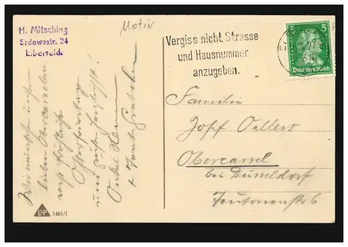 AK Ostern: Zwei Küken auf blauem Osterei mit Weidenkätzchen, EIBERFELD 16.4.1927