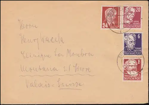 Lettre internationale DRESDEN N 24 - 20.7.1953 avec 24 pf. Pieck+Kollwitz+Capitaine+Marx