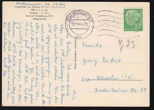 Le temple de Landpost Waldhilsbach par l'intermédiaire de HEIDELBERG 3 - 19.3.1965 sur AK Alter Kohlhof