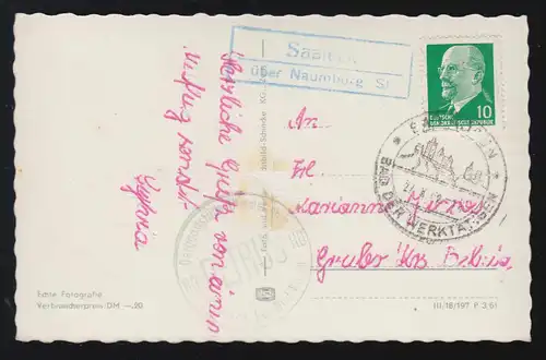 Landpost-Stempel Saaleck über Naumburg auf AK Bad Kösen SSt BAD KÖSEN 1962