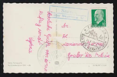 Temple de la poste de Landpost Saaleck sur Naumburg sur AK Bad Küsen SSt BAD KÖSEN 1962