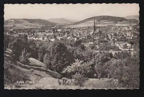 Temple de la poste de campagne à roulettes sur JENA 1963 à AK Kahla (Thüringen) Panorama