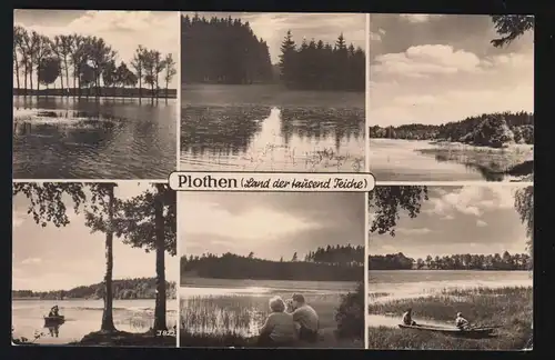 Landpost-Stempel Plothen über SCHLEIZ 11.8.1962 auf AK Land der tausend Teiche