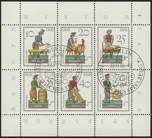 2758-2763 Petit Artisans de jouets 1982, avec ESSt Berlin