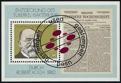 Bloc 67 Robert Koch 1982, cachet journalier