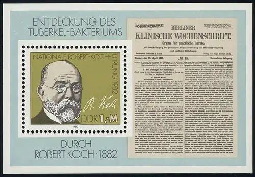 Bloc 67 Robert Koch 1982, frais de port **