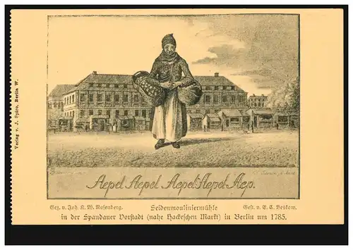 AK Berlin Seidenmouliniermühle Spandauer Vorstadt um 1785: Die Apfel-Verkäuferin