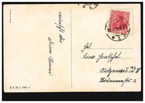 Tiere-AK Erwin Granner: Glücksschwein bringt Neujahrspost, BREMEN 31.12.1918