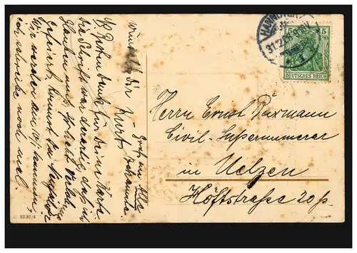Animaux-AK Truie chanceux Trèfles à quatre feuilles et argent, HANNOVER 31.12.1908