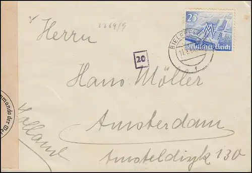 Deutsche Zensur auf Auslandsbrief 742 Messe EF BIELEFELD 11.4.40 nach Amsterdam