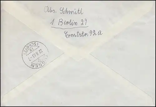 229 Alt-Berlin Grunewaldsee 1,- DM Auslandsbrief BERLIN 19.2.1963 in die Schweiz