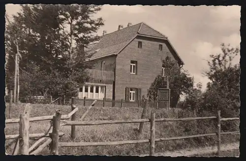 Landpost-Stempel Hollerath über HELLENTHAL (EIFEL) 17.10.1959 auf AK Ortseingang