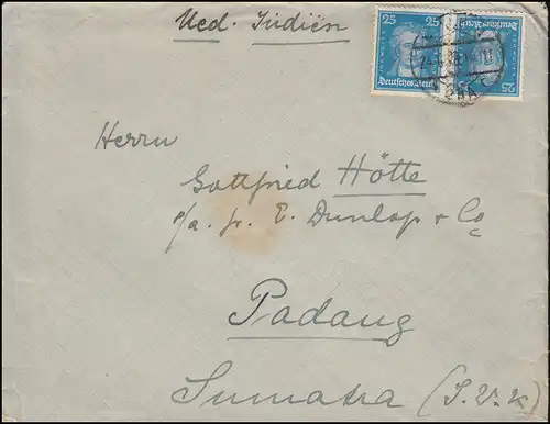393 Goethe auf Auslandsbrief MÜNCHEN 24.6.1926 nach PADANG 22.7.26 auf Sumatra