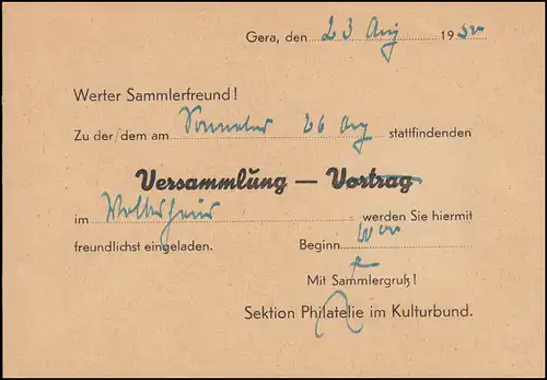 263 Akademie Mommsen 6 Pf. mit Unterrand als EF auf Drucksache GERA 24.8.1950