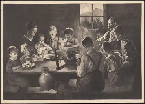 Ansichtskarte Deutsche Kunst Rudolf Otto: Bergarbeiterfamilie WEIMAR 18.11.44