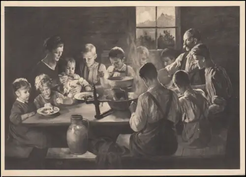 Carte de vue Art allemand Rudolf Otto: Famille de mineurs WEIMAR 18.11.44