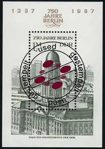 Bloc 84 750 ans Berlin 1986, cachet quotidien