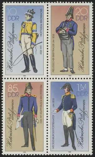 2997-3000II Postuniformen 1986, Zusammendruck-Viererblock, **