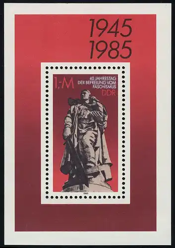 Block 82 Befreiung vom Faschismus 1985, postfrisch