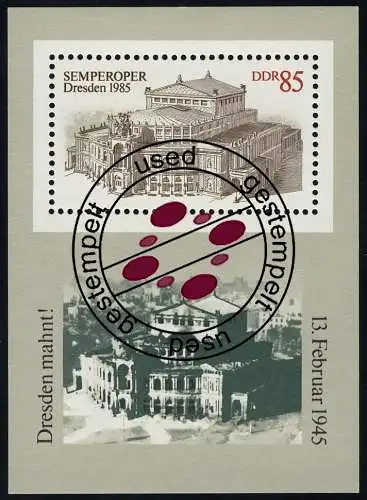 Block 80 Semperoper Dresden 1985, mit Tagesstempel