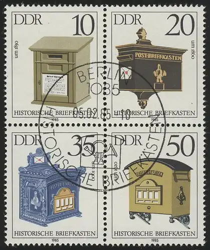 2924-2927 Briefkästen Zusammendruck-Viererblock 1985, ESSt Berlin