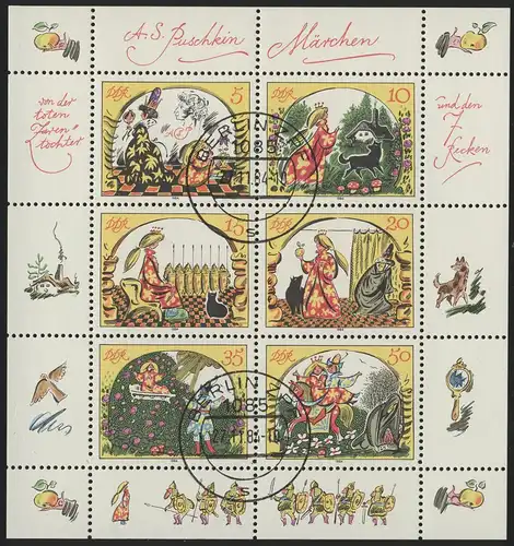 2914-2919 Märchen-Kleinbogen Zarentochter, Berlin ZPF 27.11.1984