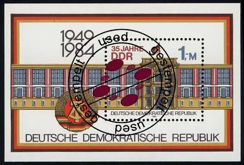 Bloc 77 35 ans RDA Berlin 1984, avec cachet journalier