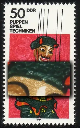 2876 Theaterpuppen 50 Pf: Müntzenband gebrochen, Feld 9, postfrisch **