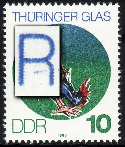 2835 Thüringer Glas 10 Pf: Strich unten im ersten R von THÜRINGER, Feld 2, **