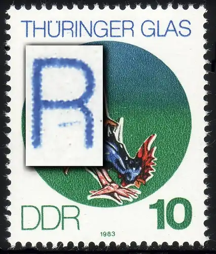 2835 Thuringer Glas 10 Pf: trait en bas dans le premier R de THÜRINGER, case 2, **