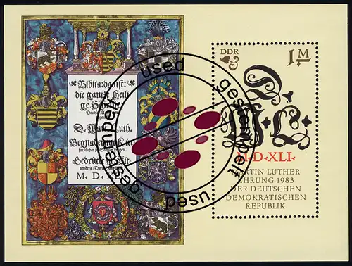 Bloc 73 Martin Luther 1983, cachet journalier