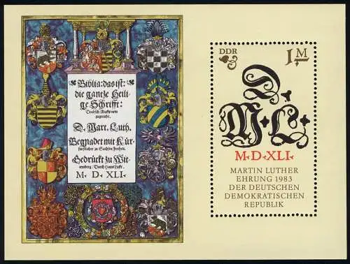 Bloc 73 Martin Luther 1983, frais