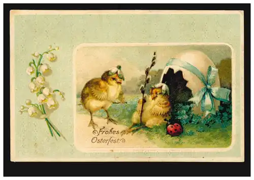 Carte des animaux d'origine humaine: poussin endormi comme garde, VILLE D'AMOUR 15.4.11