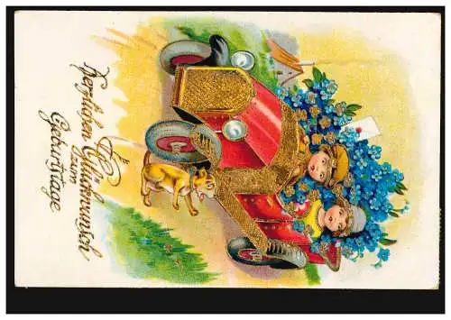 Landpost-Stempel Bredelen Goslar Land auf Geburtstags-AK GOSLAR LAND 28.11.1931