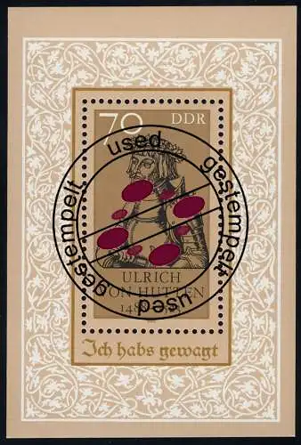 Bloc 93 Ulrich von Hutten 1988, avec cachet journalier