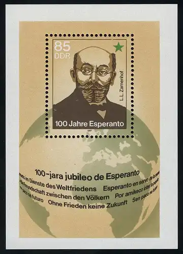 Bloc 87 100 ans Esperanto 1987, frais de port