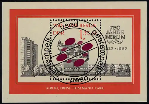 Block 89 750 Jahre Berlin Thälmann-Park, Tagesstempel