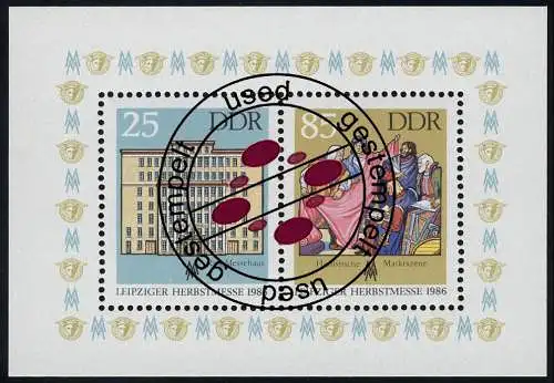 Block 85 Leipziger Herbstmesse 1986, mit Tagesstempel